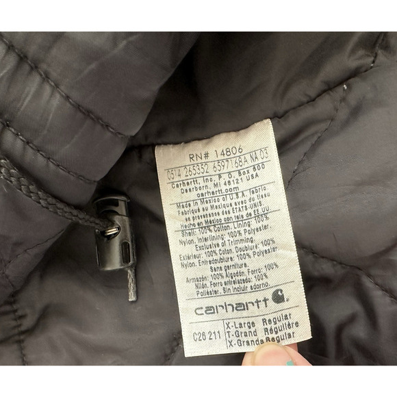 Carhartt Jacket Mens XL Beige Duck Canvas Corduroy Collar Faded C26 211 Work - Picture 8 of 10